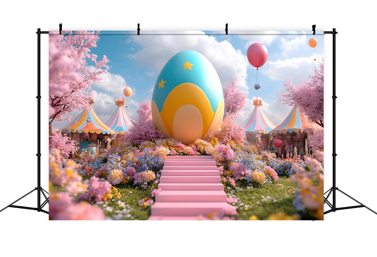 Easter Backdrop Ideas Whimsical Spring Egg Carnival Backdrop CSH2-80