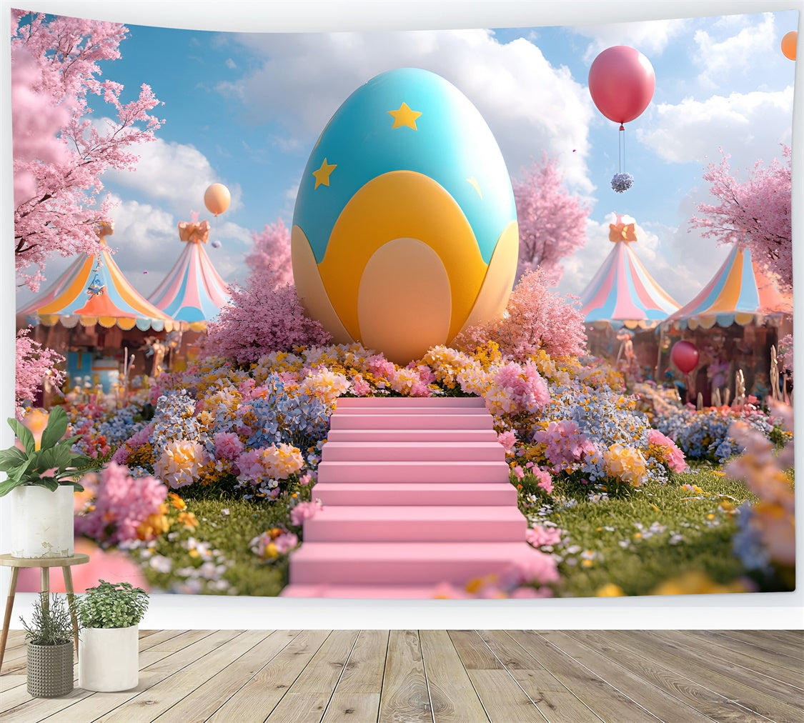 Easter Backdrop Ideas Whimsical Spring Egg Carnival Backdrop CSH2-80