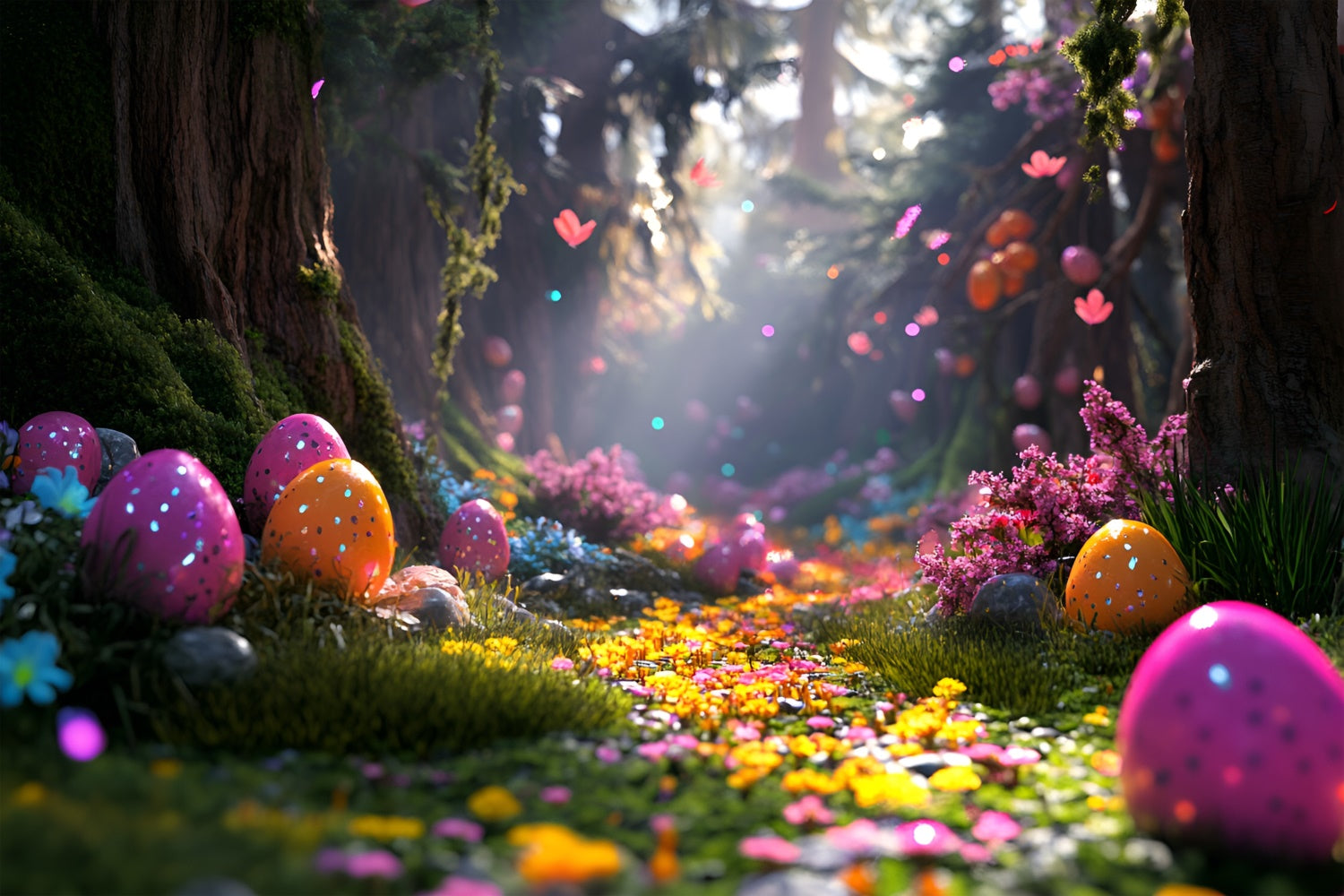 Photo Backdrops For Easter Fantasy Forest Egg Trail Backdrop CSH2-82