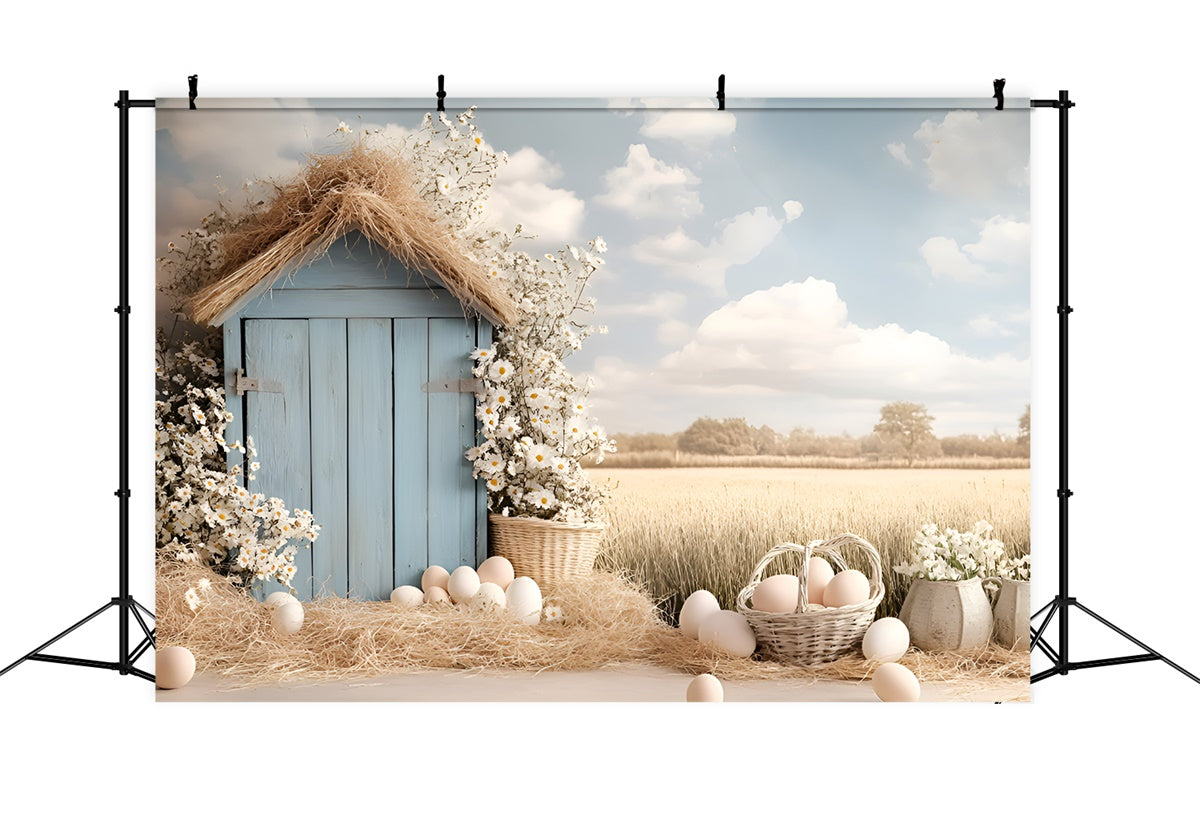 Easter Photography Backdrops Country Wheat Field Egg Backdrop CSH2-83