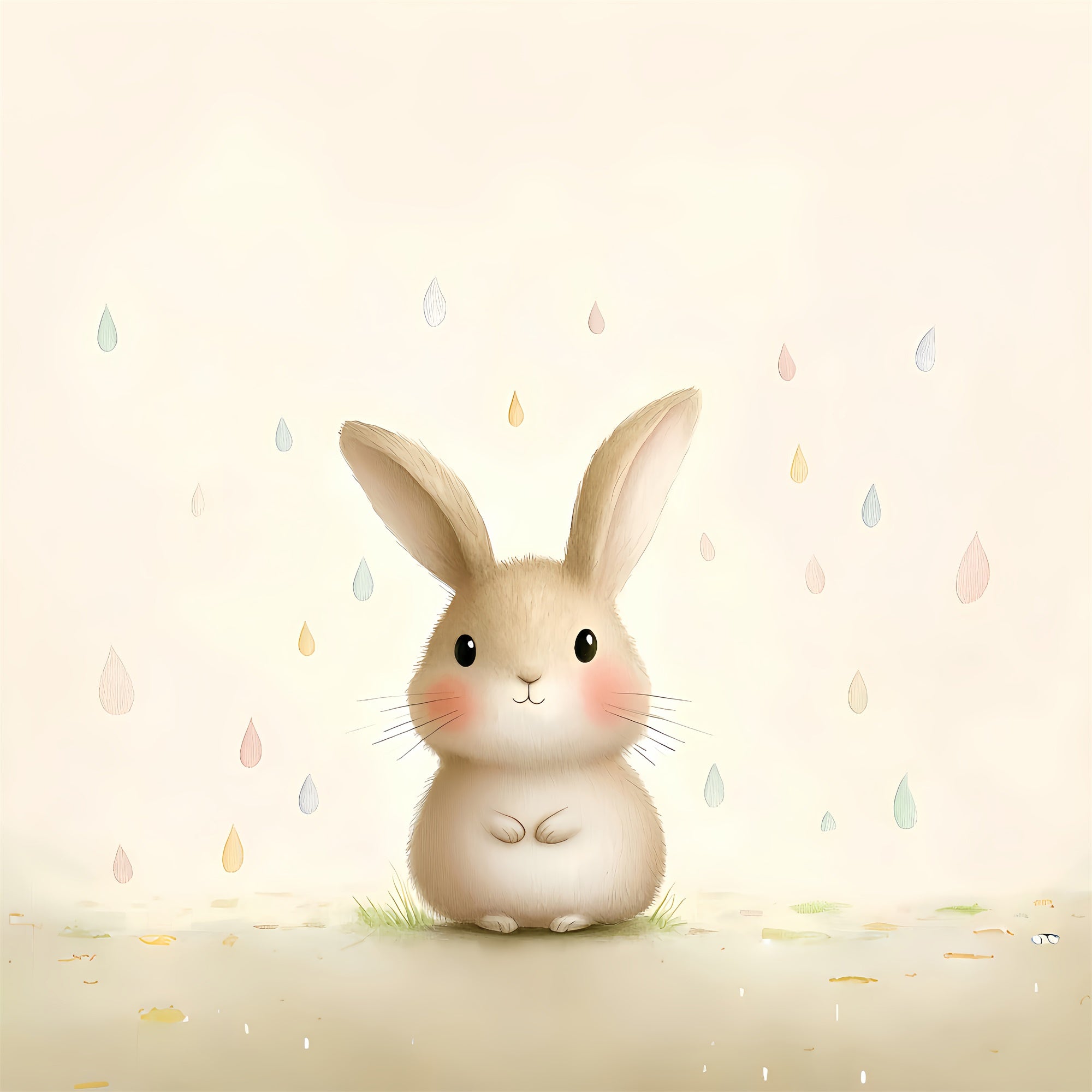 Easter Backdrops For Photography Sweet Bunny Raindrops Backdrop CSH2-84