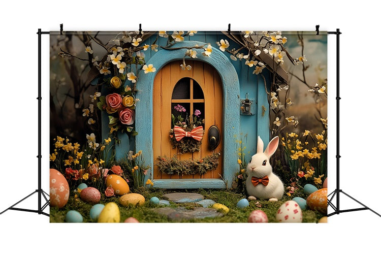 Easter Picture Backdrops Floral Arch Bunny Cottage Backdrop CSH2-85