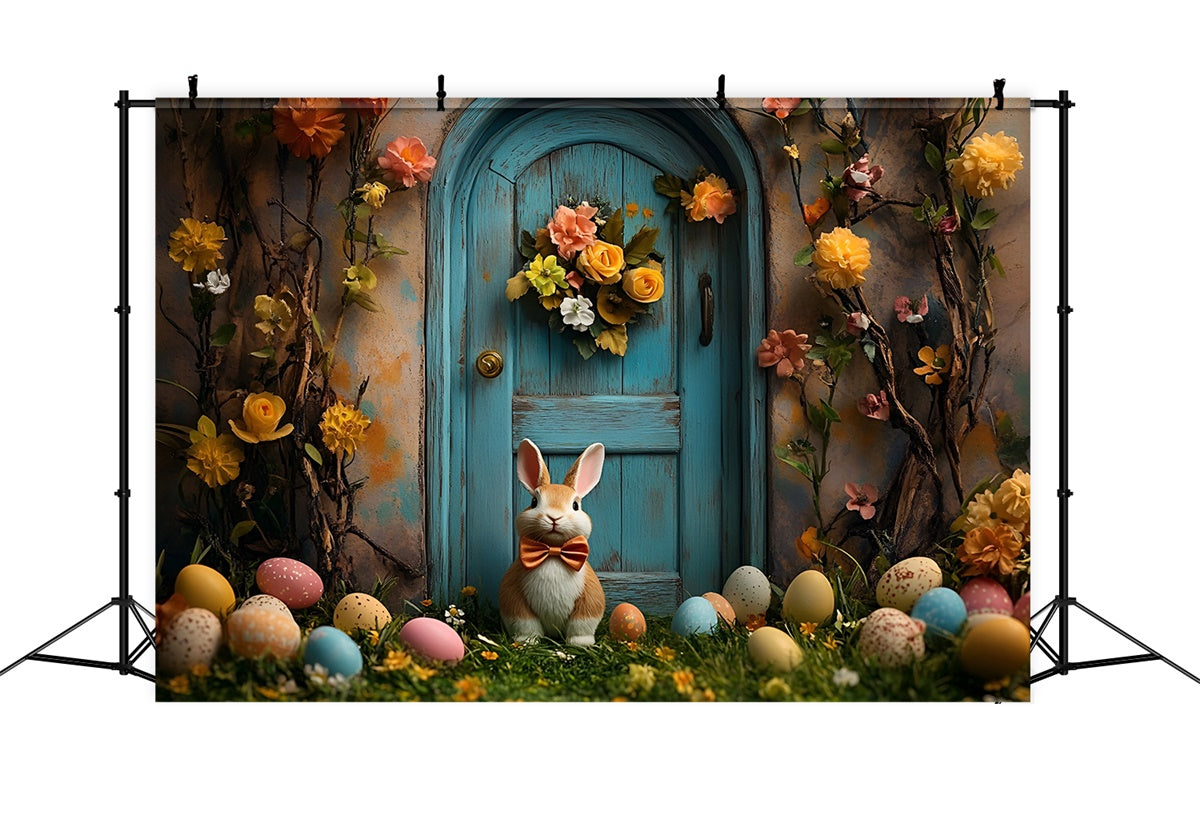 Easter Backdrops Photography Rustic Wooden Door Bunny Backdrop CSH2-86