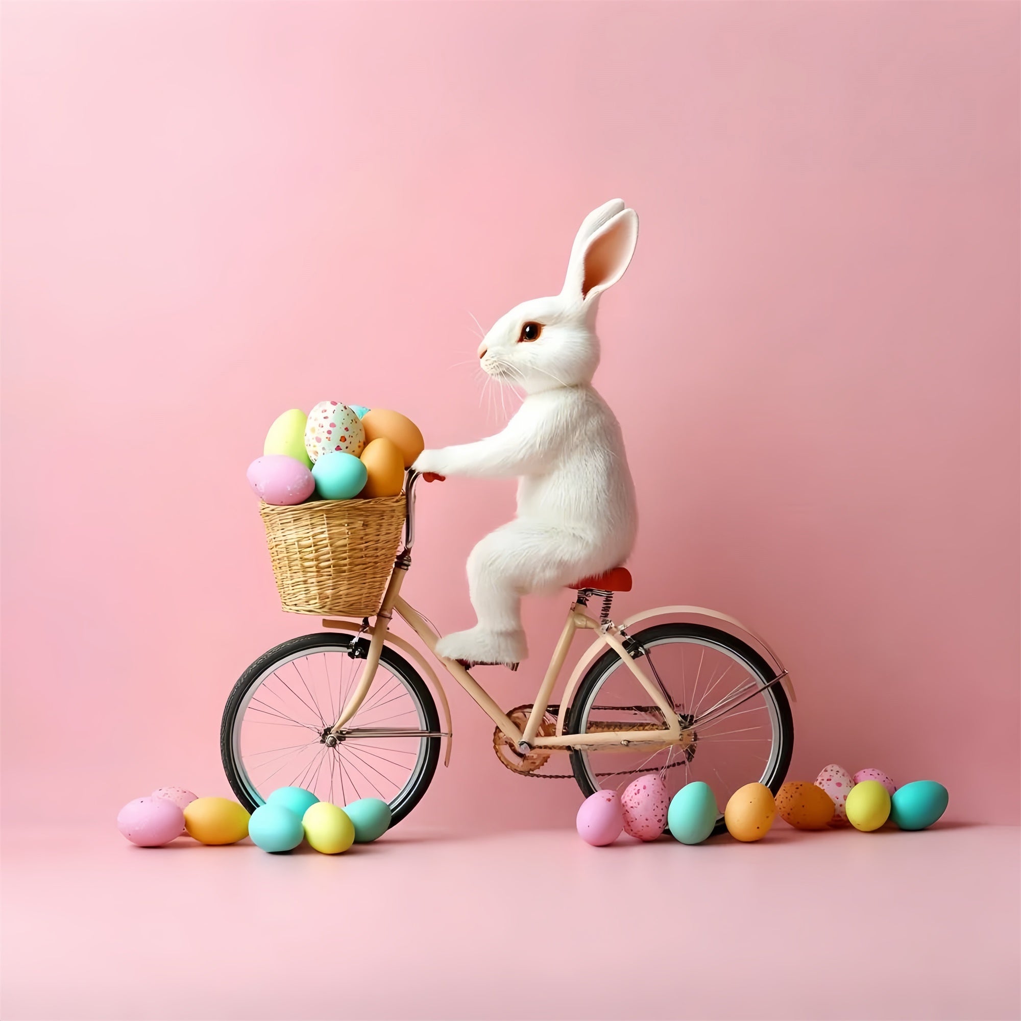 Easter Photo Backdrop Adorable Bunny Bicycle Ride Backdrop CSH2-87