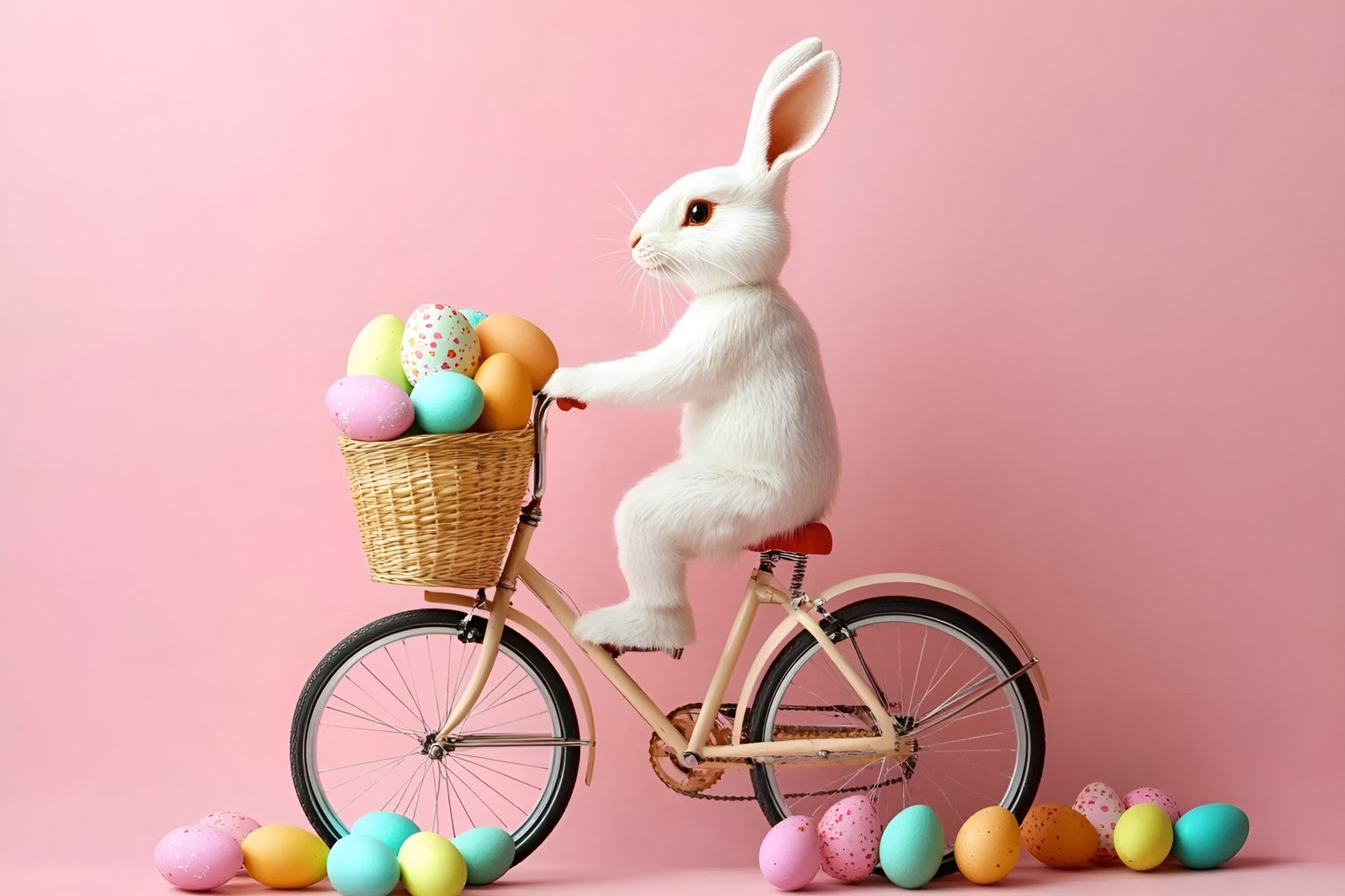 Easter Photo Backdrop Adorable Bunny Bicycle Ride Backdrop CSH2-87