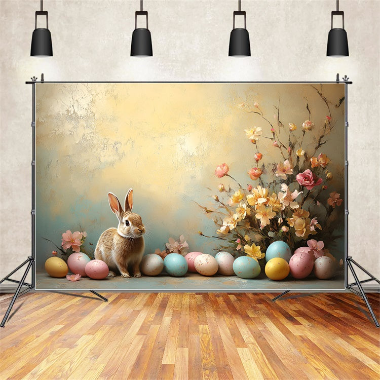 Easter Backdrops Photography Vintage Bunny Floral Egg Backdrop CSH2-89