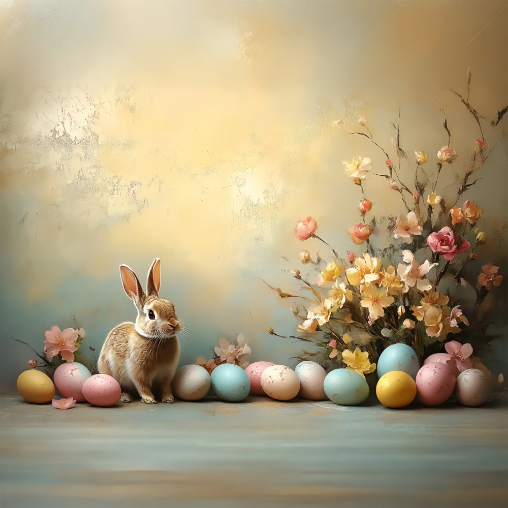 Easter Backdrops Photography Vintage Bunny Floral Egg Backdrop CSH2-89