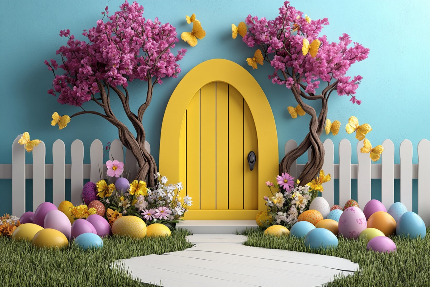 Easter Backdrop Ideas Spring Fairy Tale Yellow Arch Backdrop CSH2-90