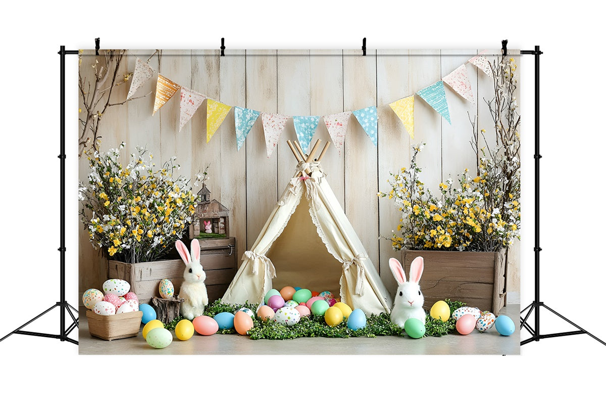 Easter Photo Backdrop Cozy Teepee Floral Decor Backdrop CSH2-93