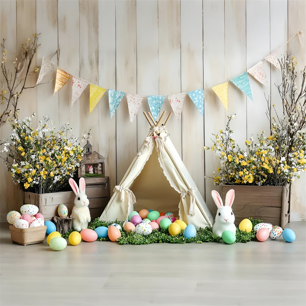 Easter Photo Backdrop Cozy Teepee Floral Decor Backdrop CSH2-93