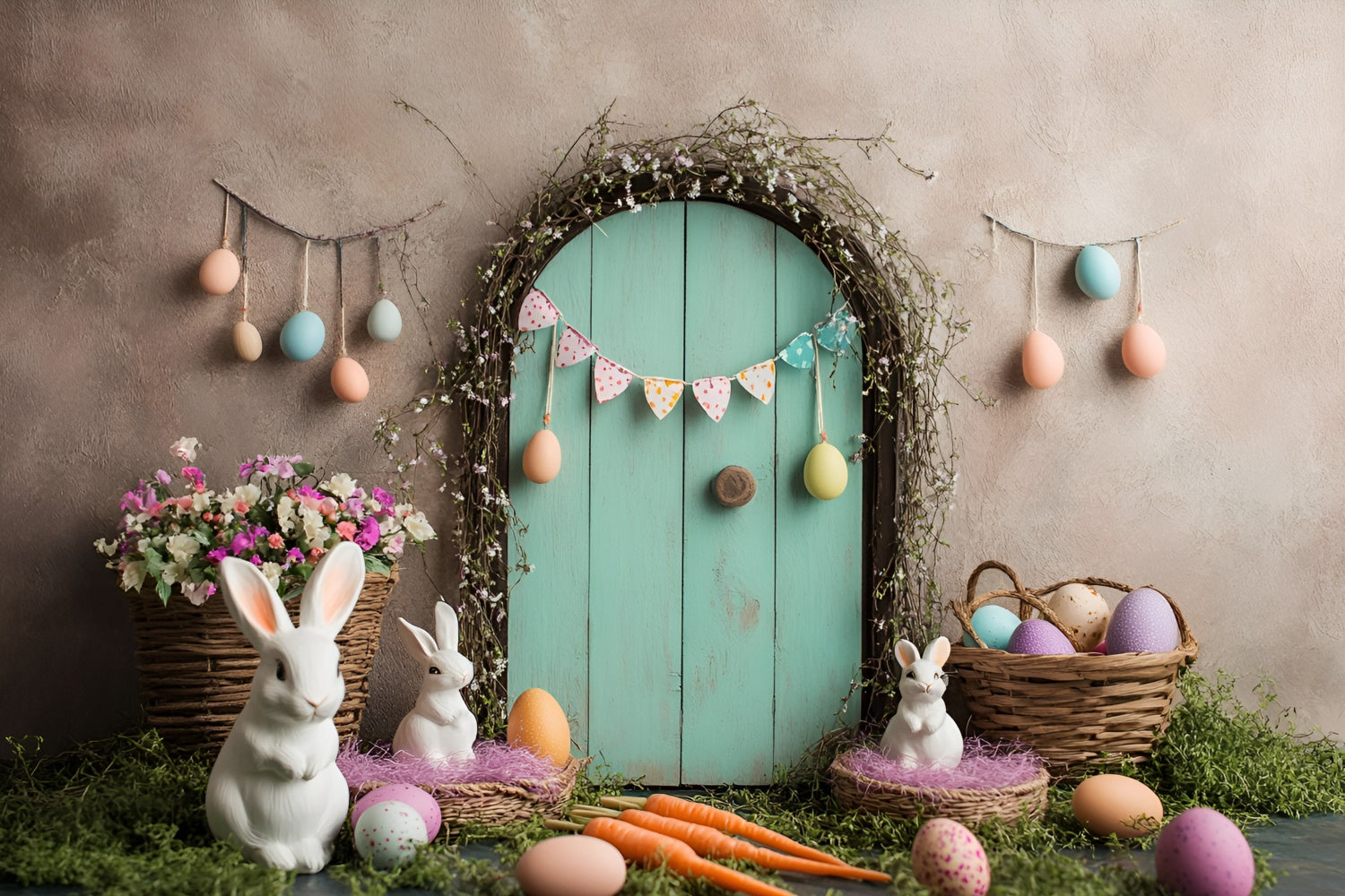 Easter Backdrop Photography Soft Pastel Bunny Garden Backdrop CSH2-95