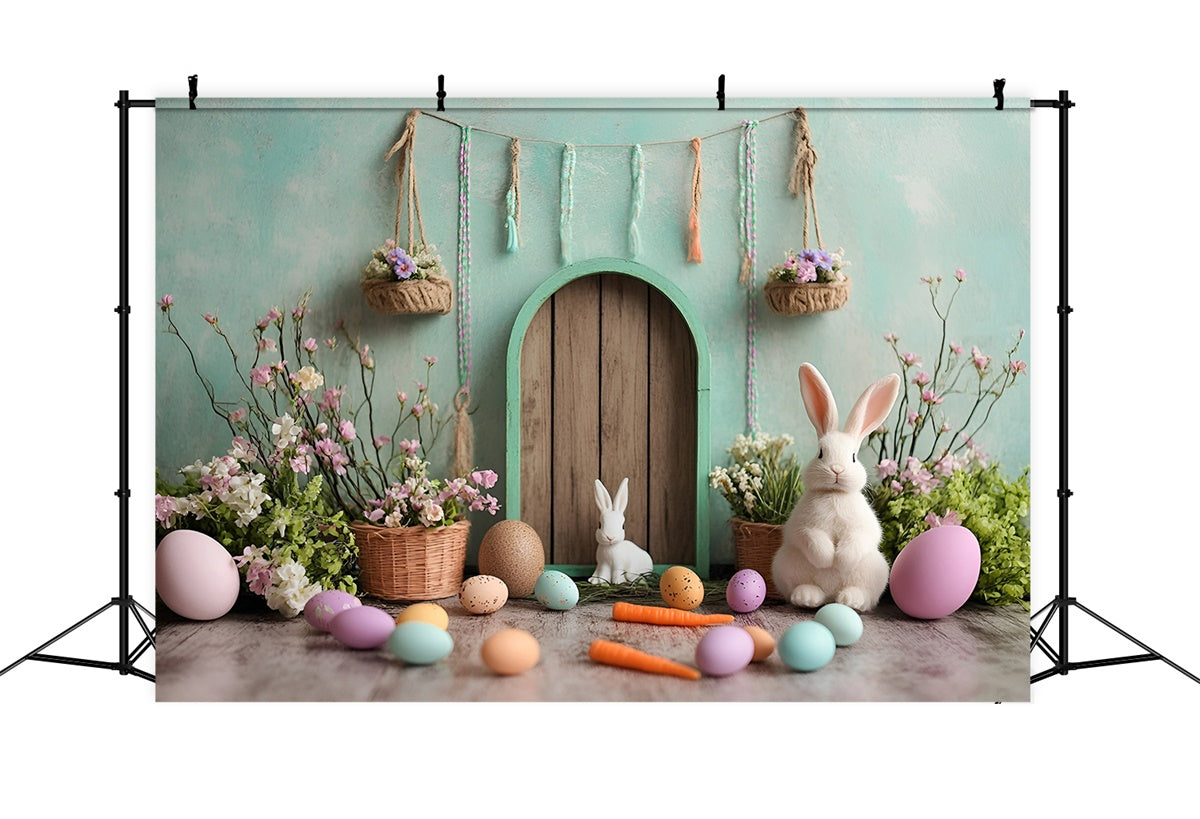 Easter Photo Backdrop Enchanted Green Door Bunny Backdrop CSH2-96