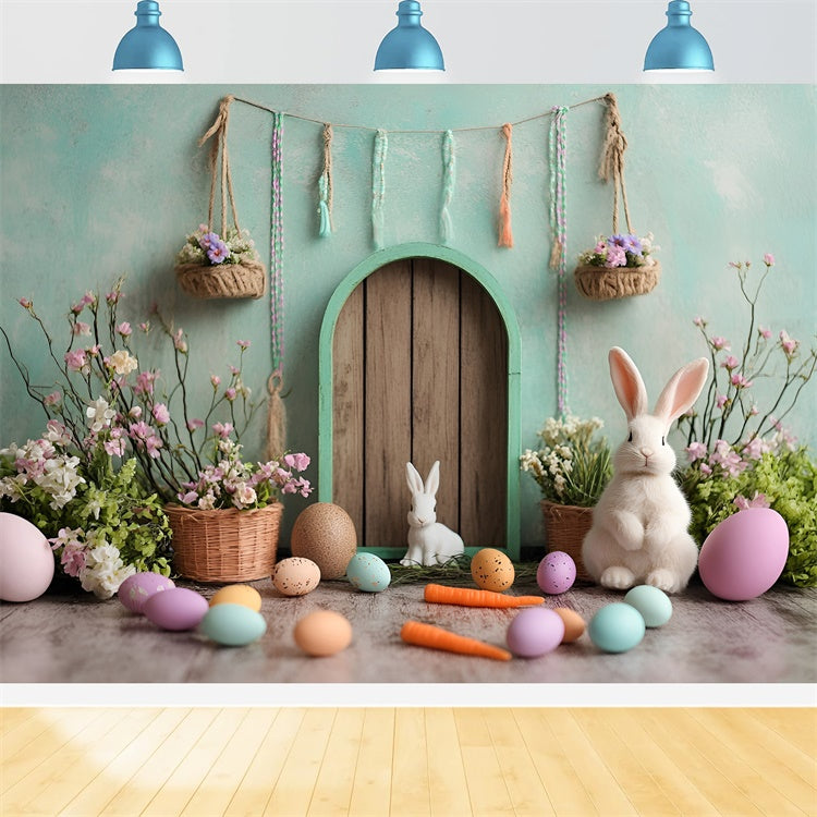 Easter Photo Backdrop Enchanted Green Door Bunny Backdrop CSH2-96