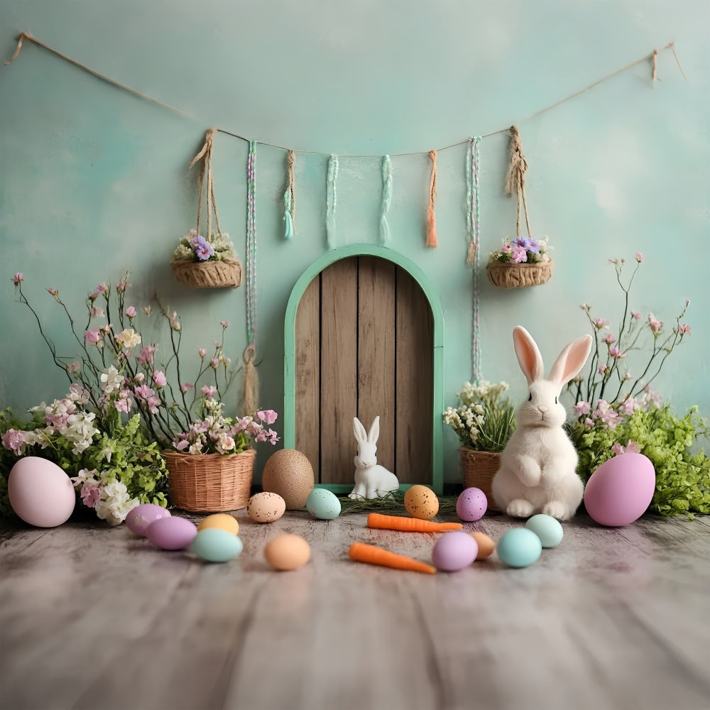 Easter Photo Backdrop Enchanted Green Door Bunny Backdrop CSH2-96