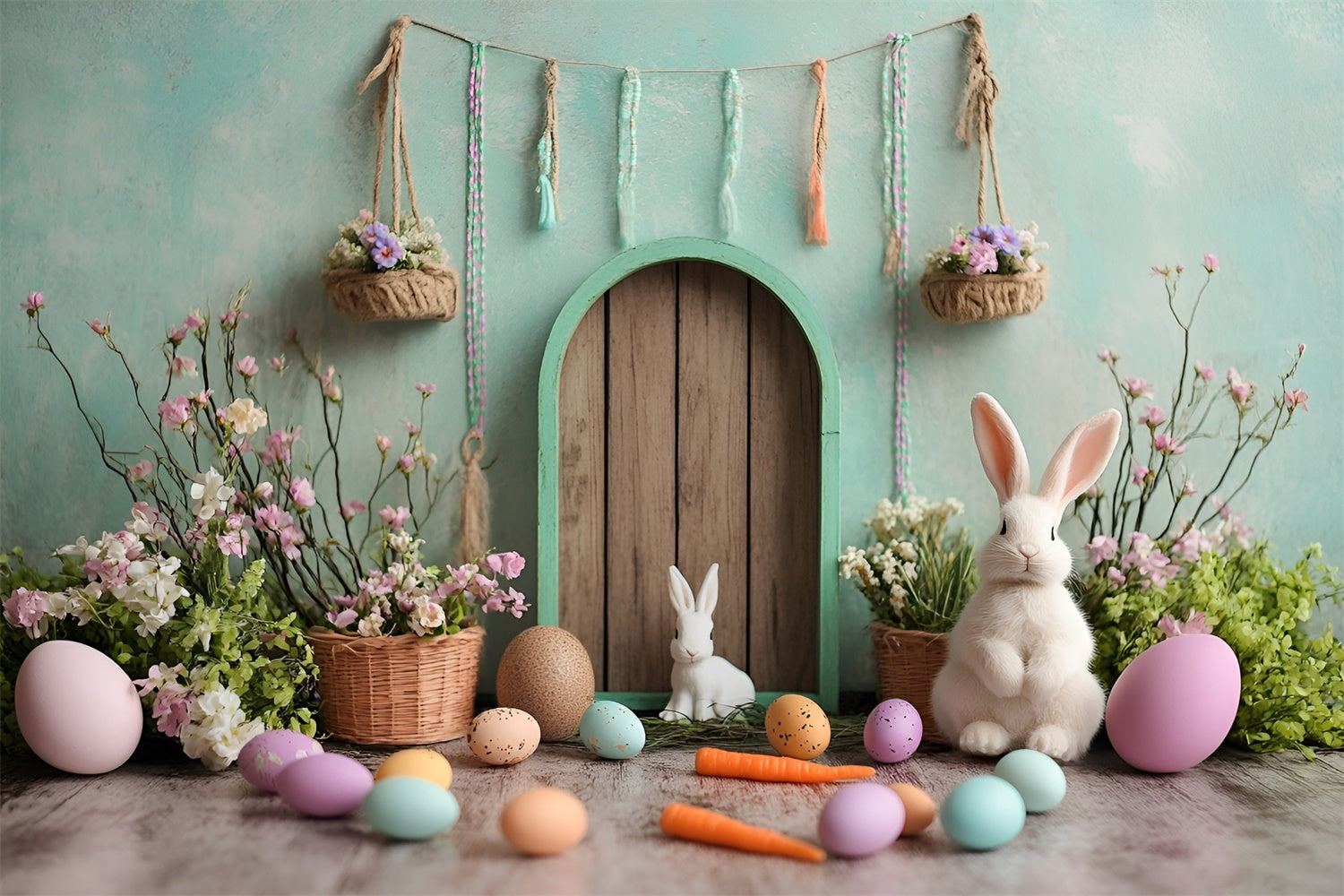 Easter Photo Backdrop Enchanted Green Door Bunny Backdrop CSH2-96