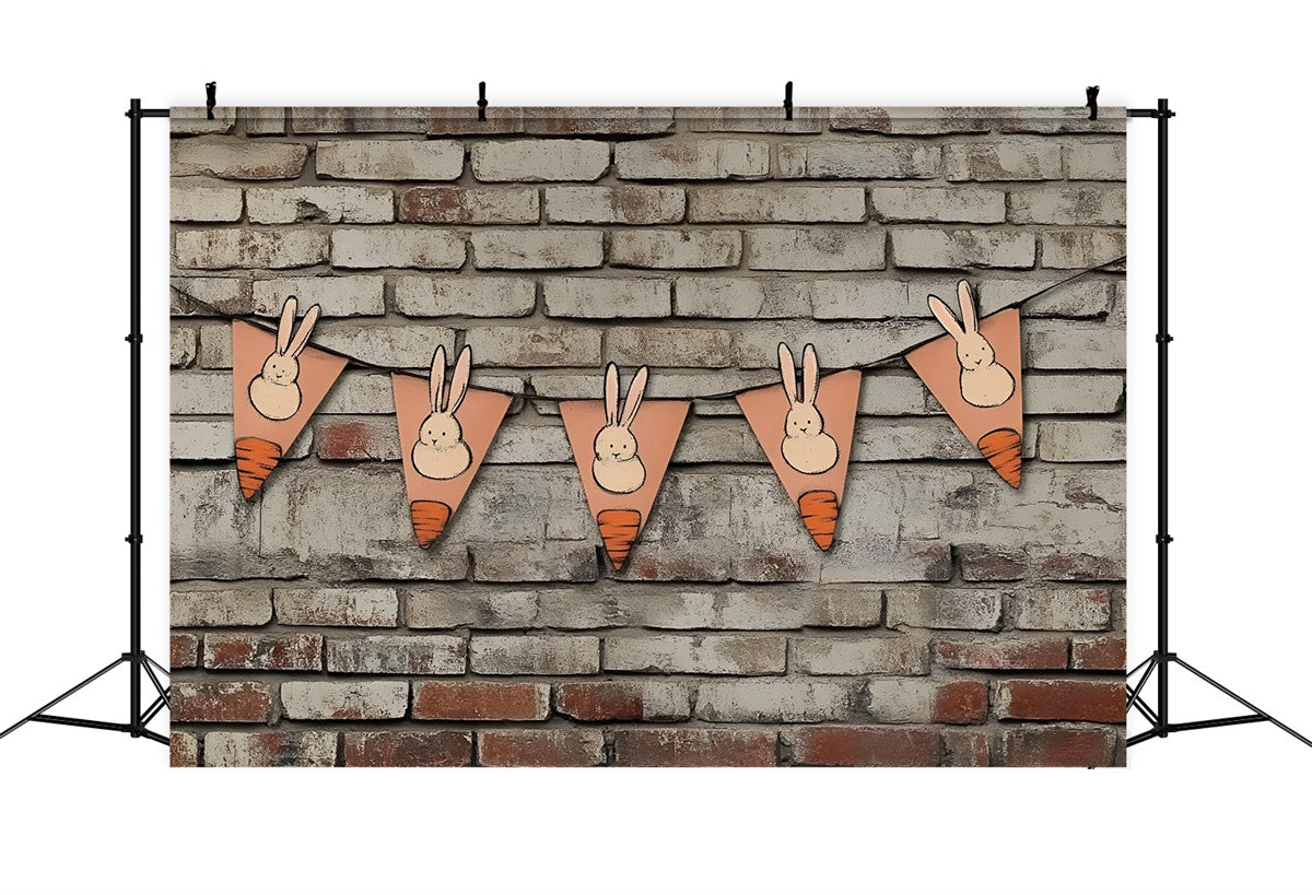 Easter Backdrop Vintage Brick Wall Bunny Carrot Backdrop CSH2-97