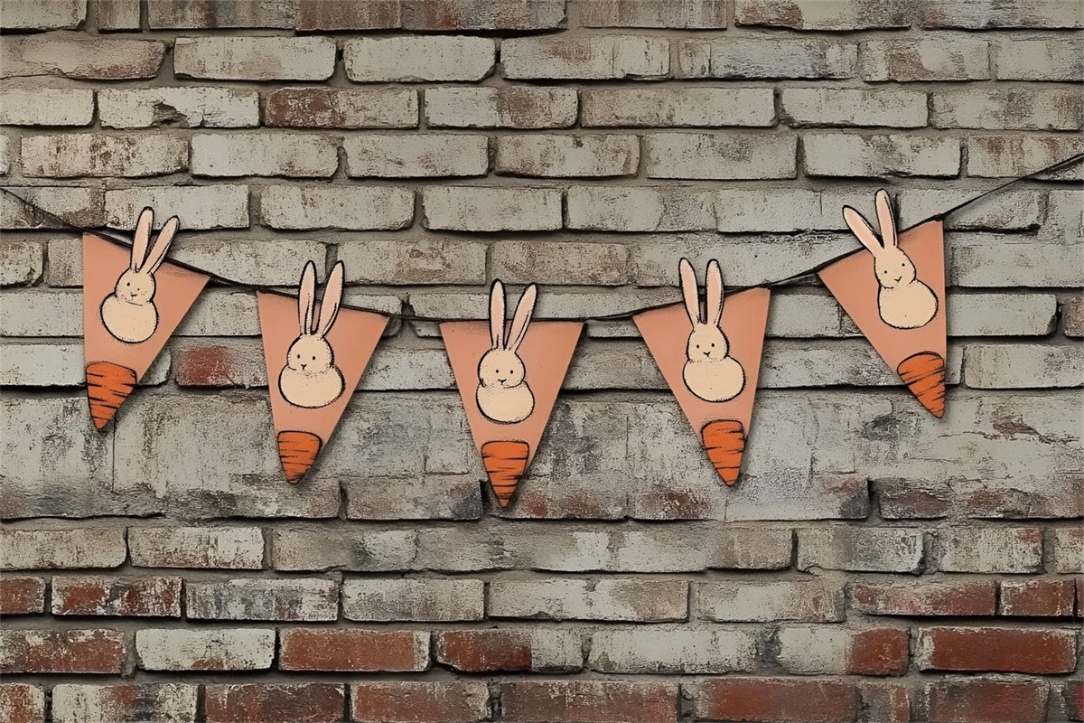 Easter Backdrop Vintage Brick Wall Bunny Carrot Backdrop CSH2-97