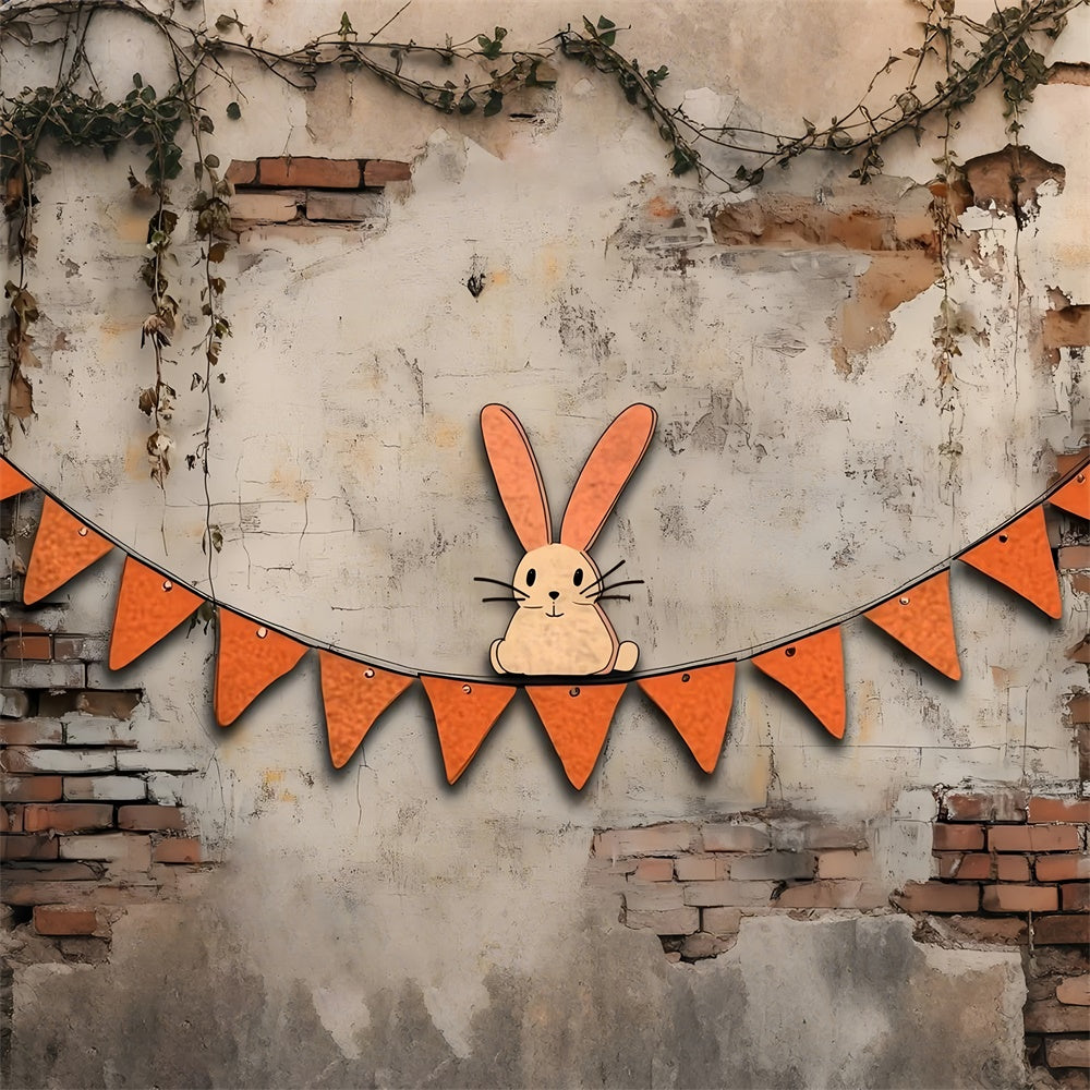 Photography Easter Backdrop Playful Bunny Brick Wall Backdrop CSH2-98