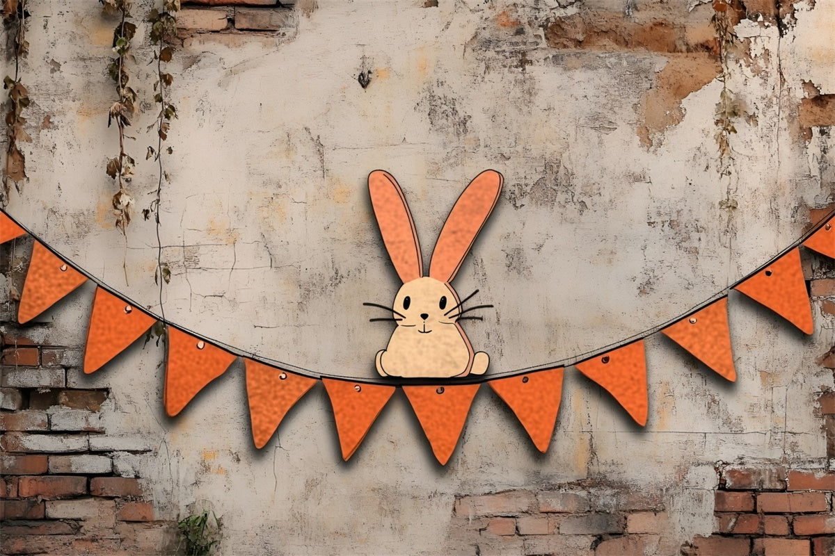 Photography Easter Backdrop Playful Bunny Brick Wall Backdrop CSH2-98