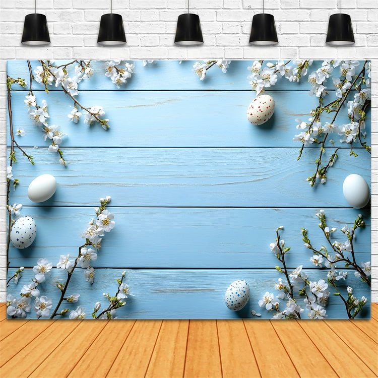 Easter Backdrops Photography Pastel Blue Easter Blossom Backdrop CSH2-99