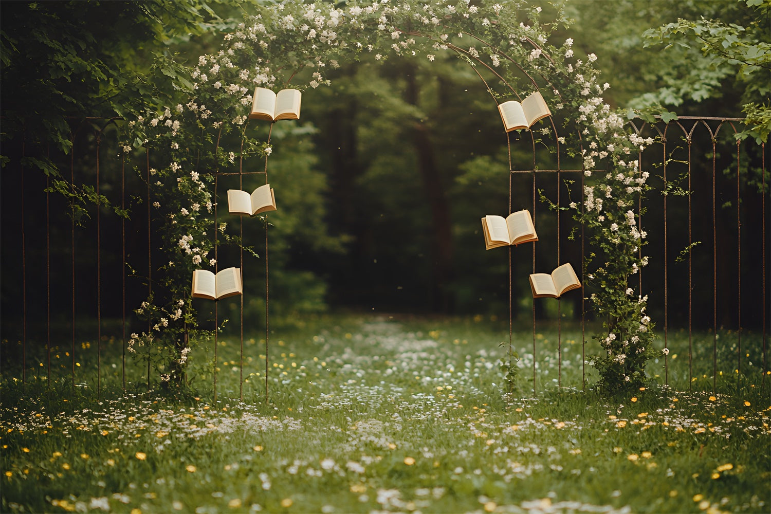 Back To School Photography Backdrop Floral Vine Books Backdrop CSH3-26