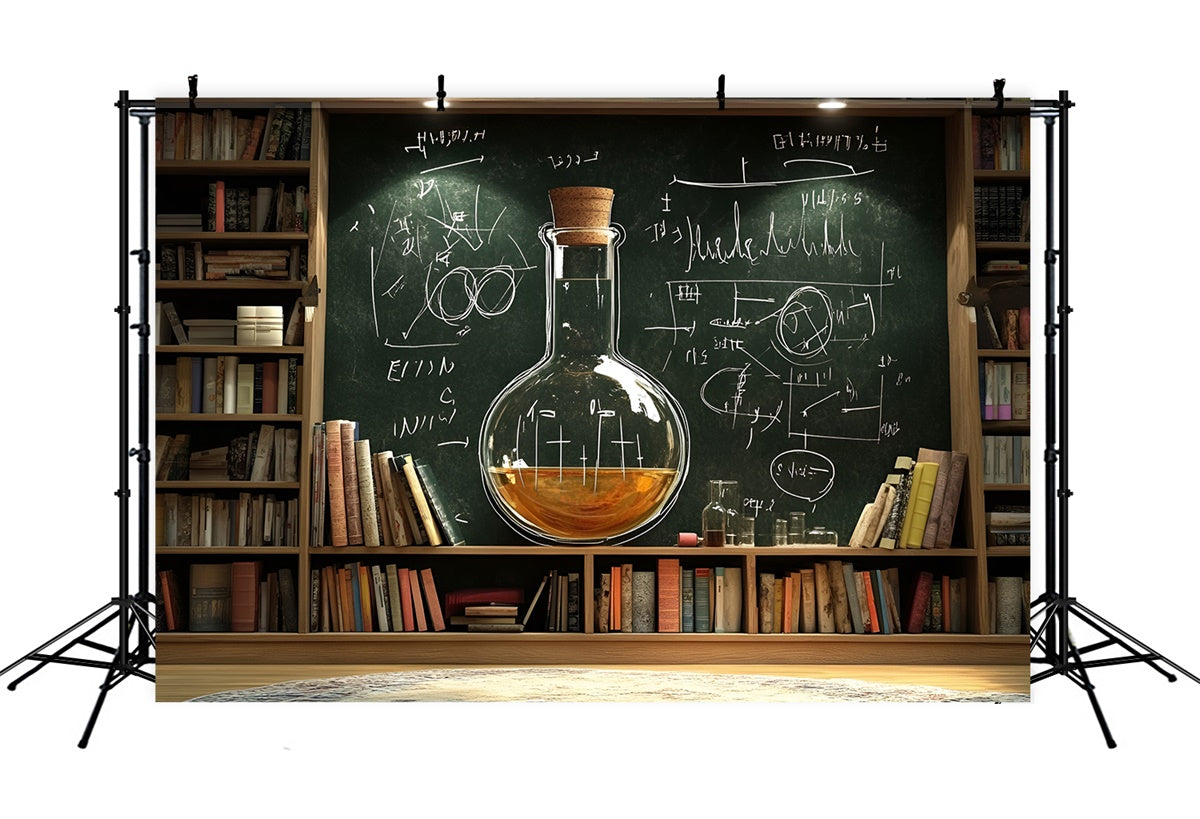 Back To School Backdrop Bookcase Blackboard Science Backdrop CSH3-27