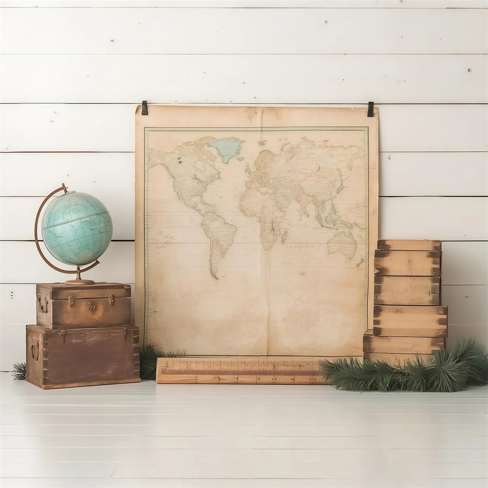 Back To School Picture Backdrop Antique Globe Map Backdrop CSH3-28