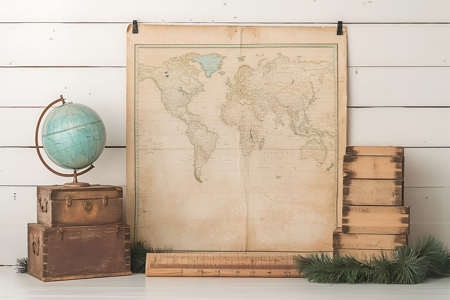 Back To School Picture Backdrop Antique Globe Map Backdrop CSH3-28