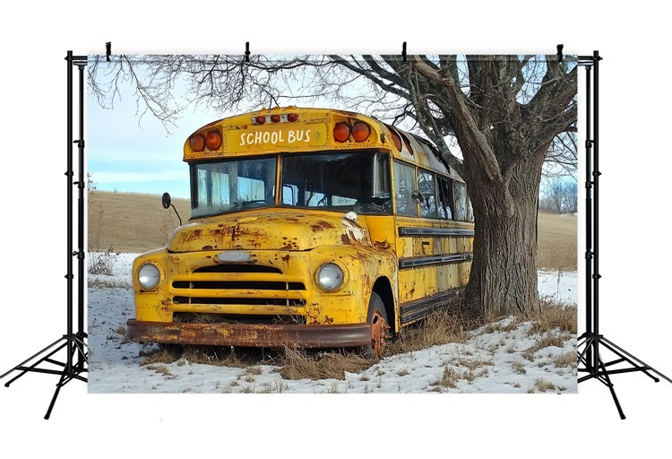 Back To School Backdrops Retro Rusty Bus Countryside Backdrop CSH3-29