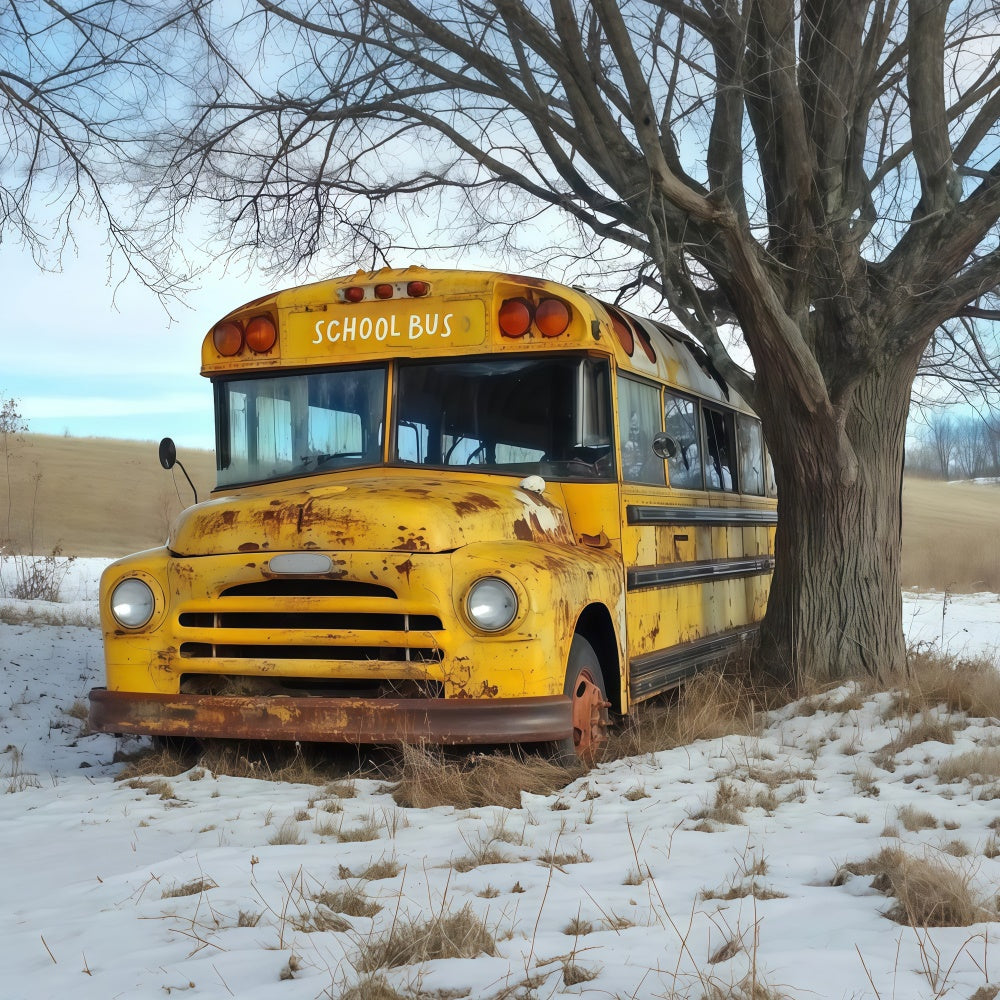 Back To School Backdrops Retro Rusty Bus Countryside Backdrop CSH3-29