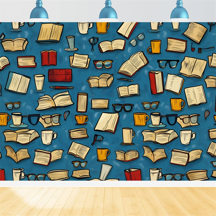 Back To School Picture Backdrop Coffee Books Sketch Backdrop CSH3-32