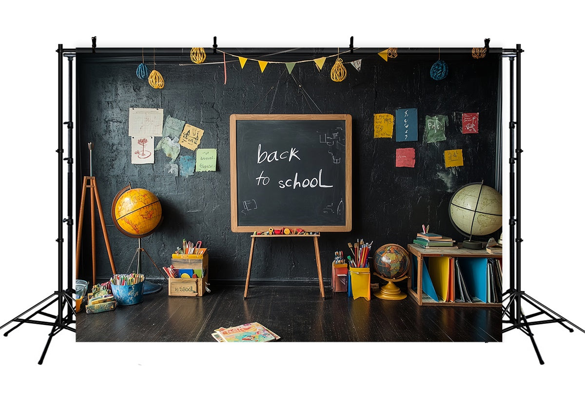 Back To School Backdrop Retro Classroom Blackboard Backdrop CSH3-34