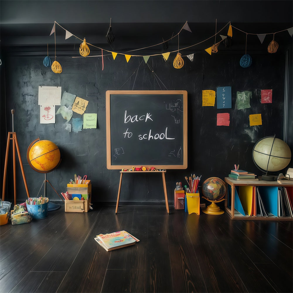 Back To School Backdrop Retro Classroom Blackboard Backdrop CSH3-34