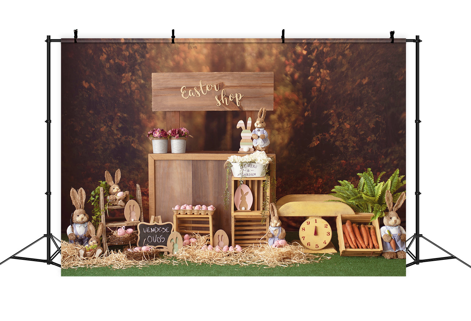 Easter Shop Bunny Egg Photo Studio Backdrop D1059