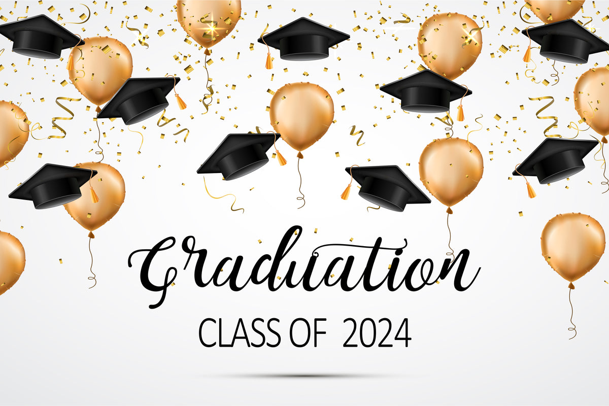 2024 Graduation Balloons Bachelor Cap Backdrop D1078