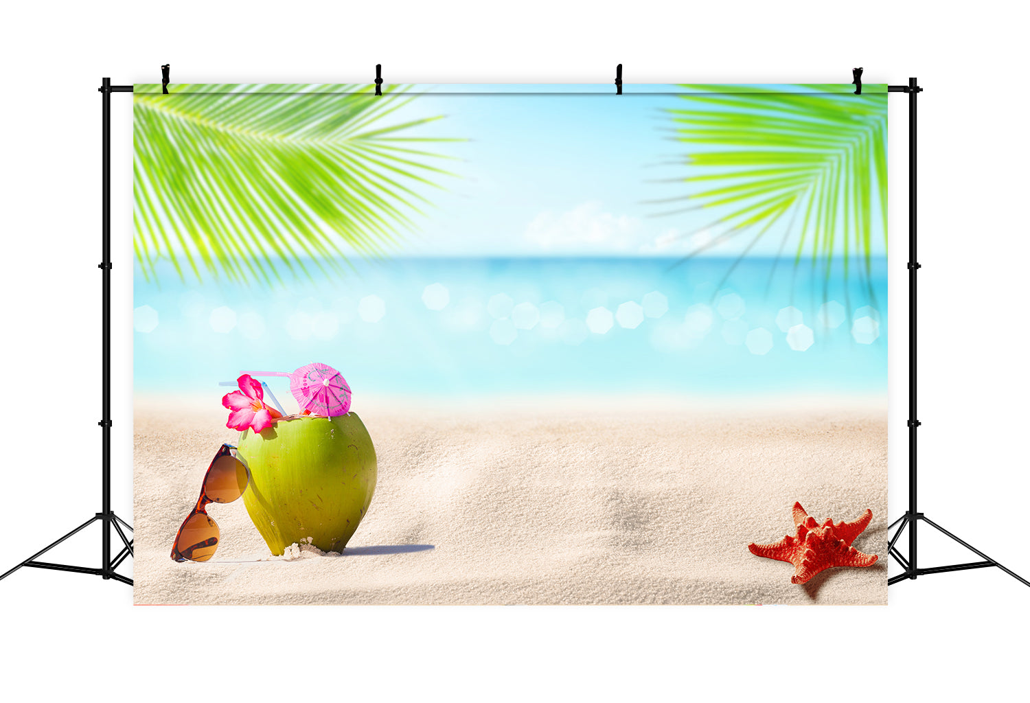 Seaside Sandy Beach Summer Photo Booth Backdrop D794