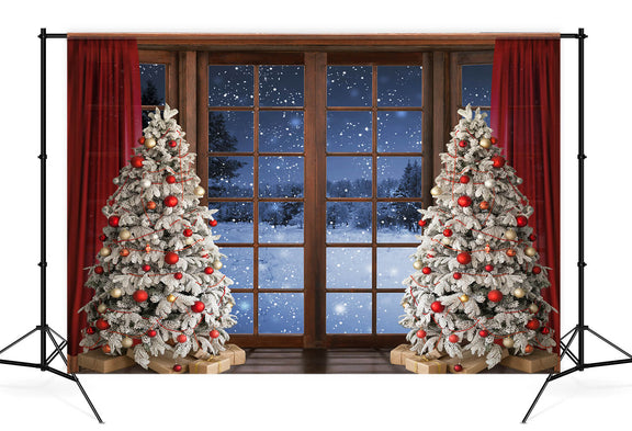 Christmas Winter Snow Window Backdrop for Photography D814 – Dbackdrop