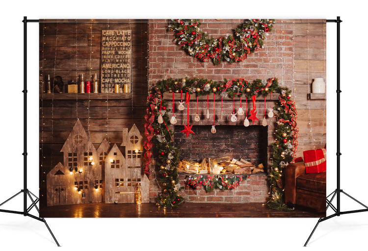 Christmas Decorations Brick Wall Photography Backdrops DBD-19186 ...