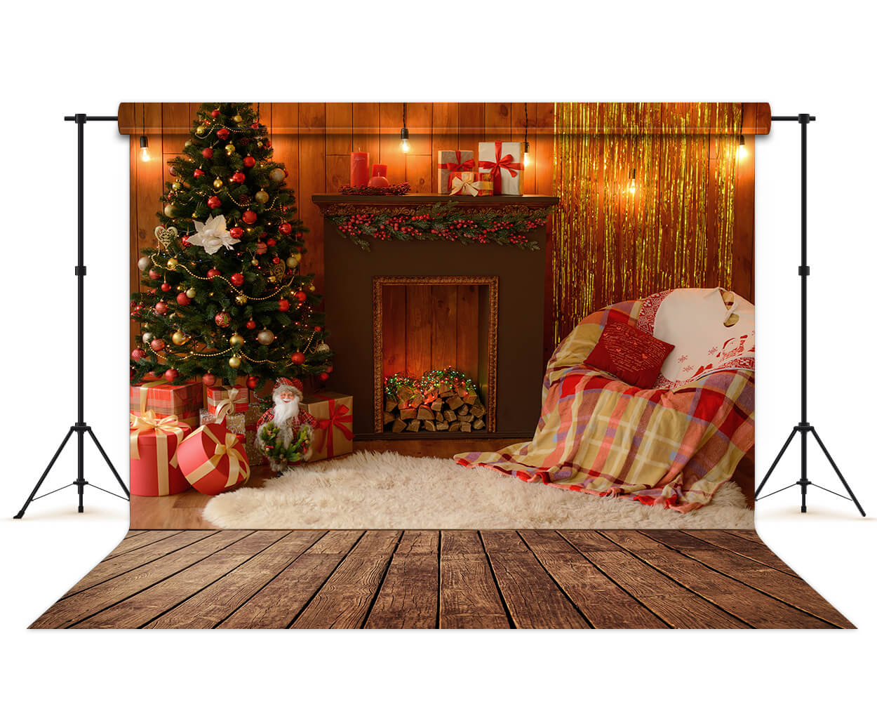 Christmas Sofa Gift Fireplace Photography Backdrops DBD-H19192