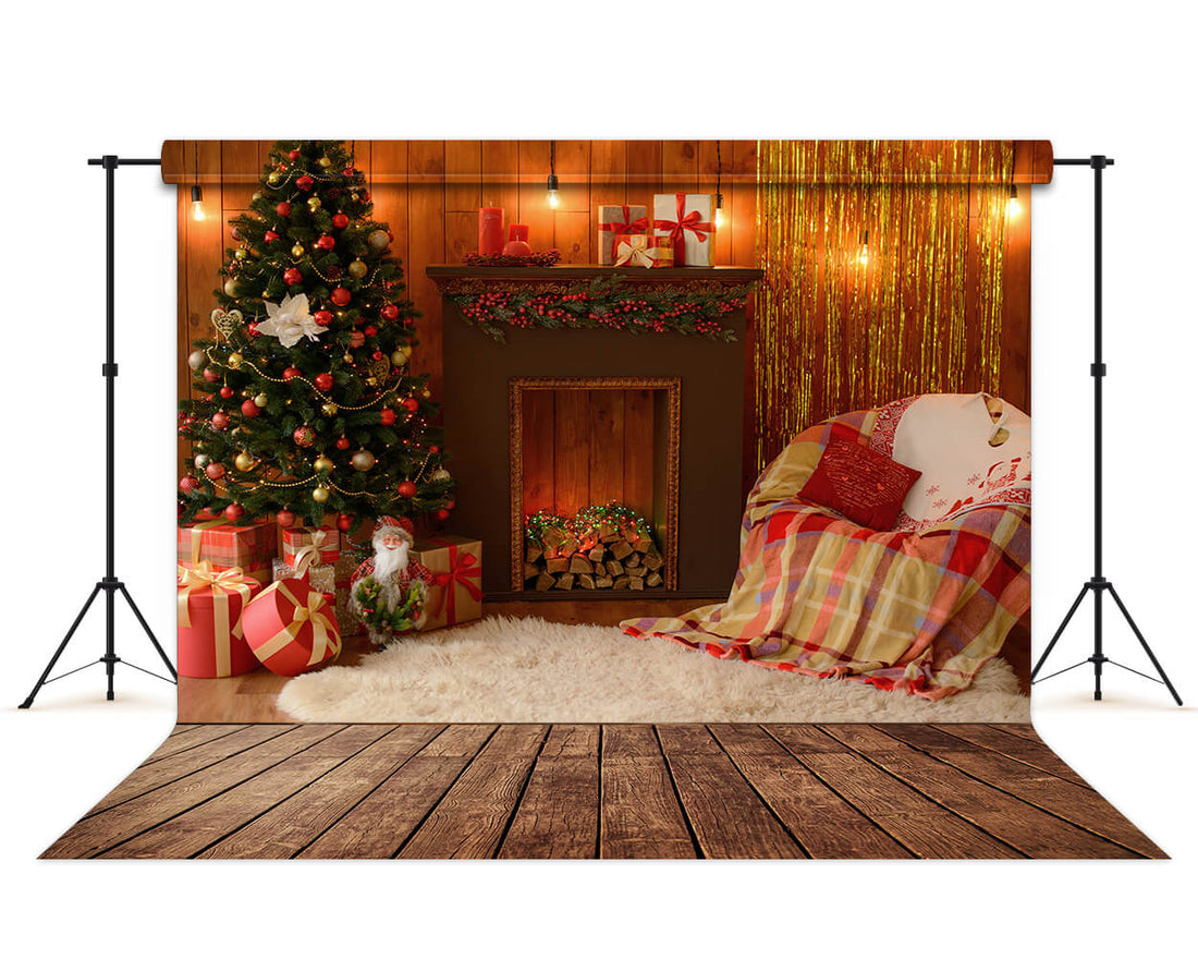Christmas Sofa Gift Fireplace Photography Backdrops DBD-H19192 – Dbackdrop