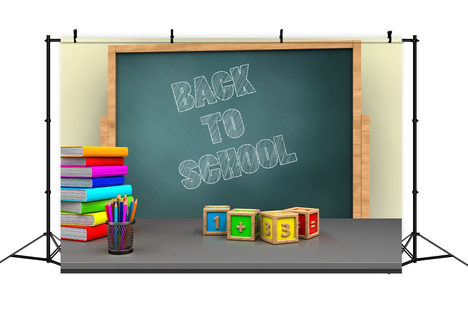 Chalkboard Back to School Math Cubes Backdrop DBD7-16