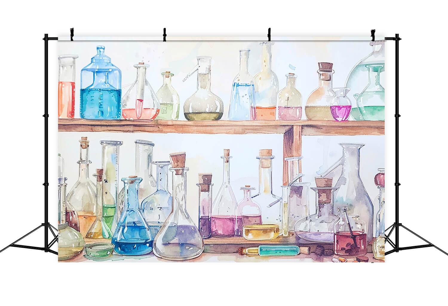 Science Lab Colorful Bottles Back to School Backdrop DBD7-17