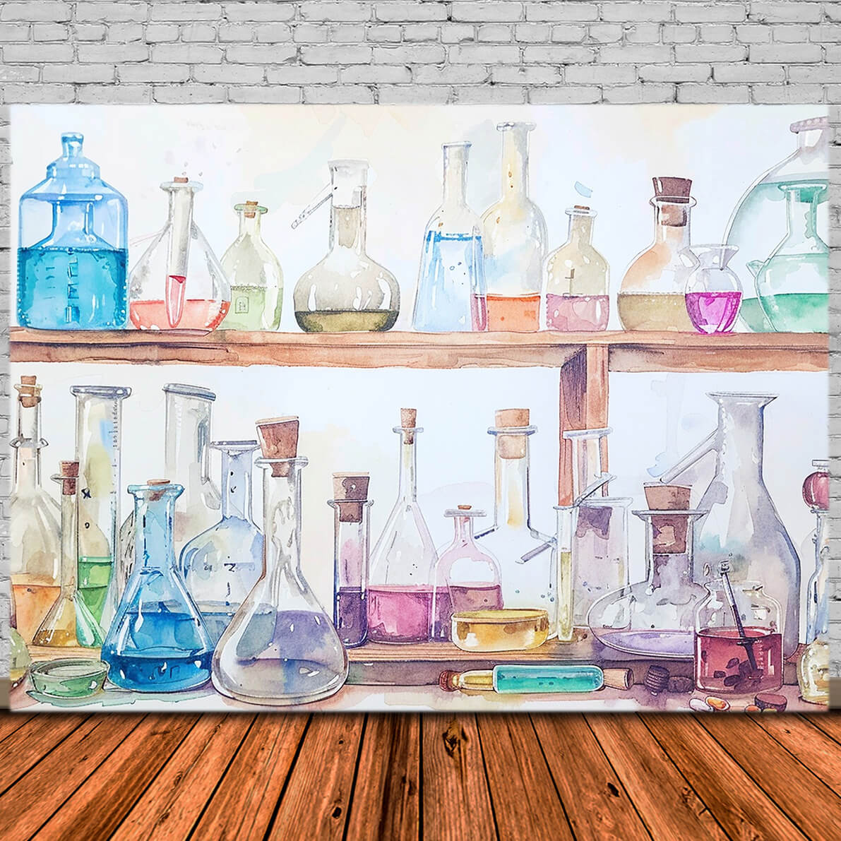 Science Lab Colorful Bottles Back to School Backdrop DBD7-17