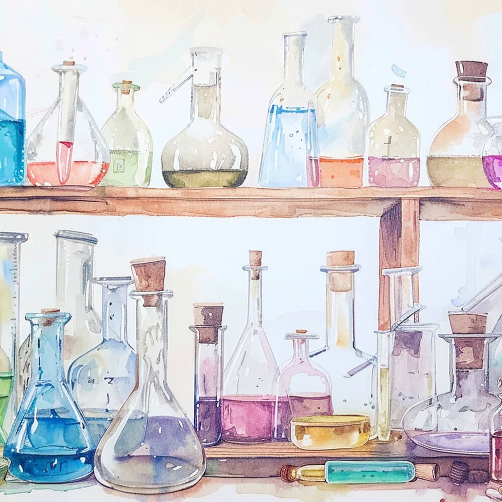 Science Lab Colorful Bottles Back to School Backdrop DBD7-17