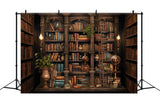 Old Bookcase Books Back to School Backdrop DBD7-23