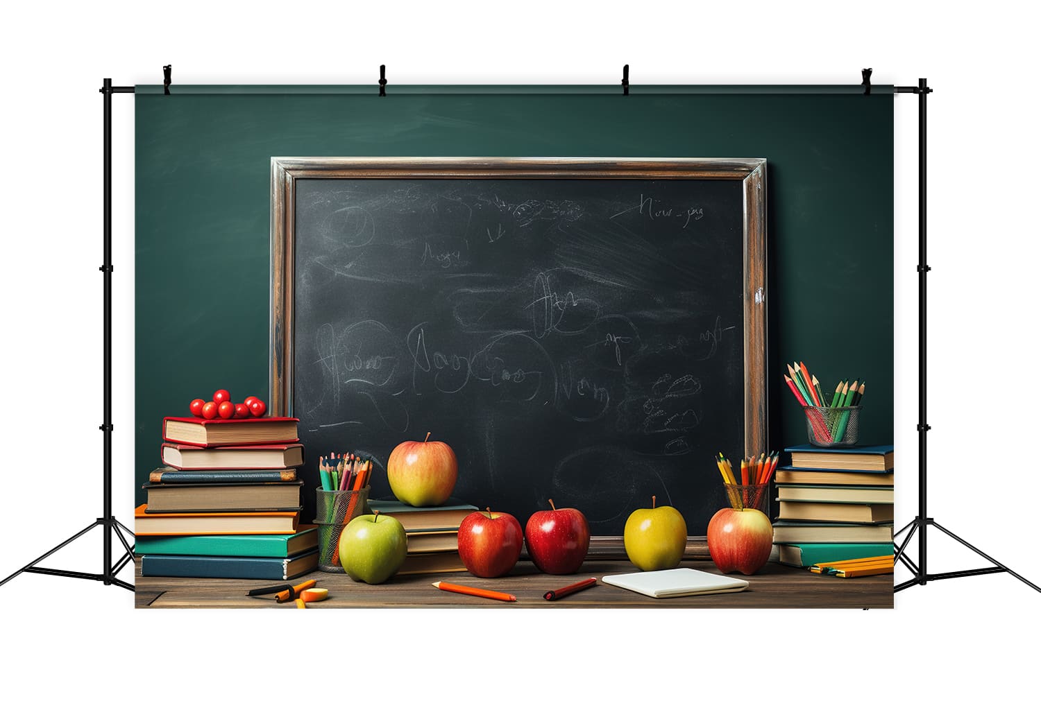 Back to School Blackboard Books Apples Backdrop DBD7-28