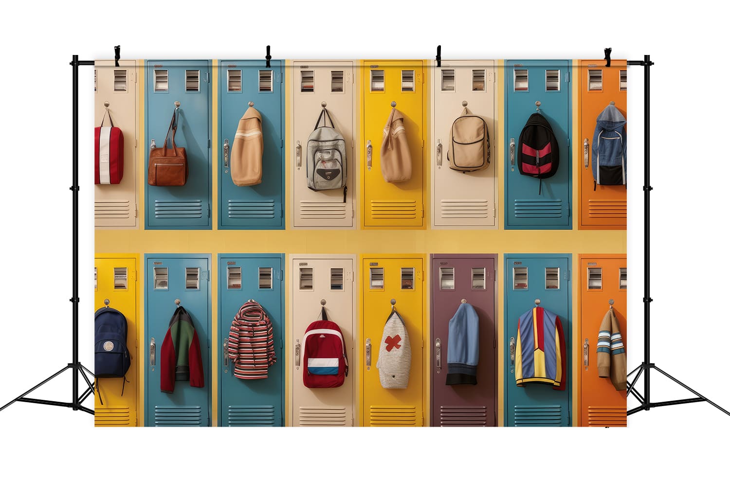 School Corridor Lockers Schoolbags Backdrop DBD7-30