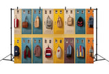 School Corridor Lockers Schoolbags Backdrop DBD7-30