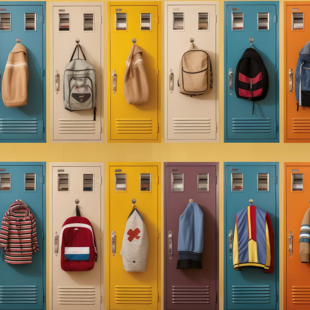 School Corridor Lockers Schoolbags Backdrop DBD7-30