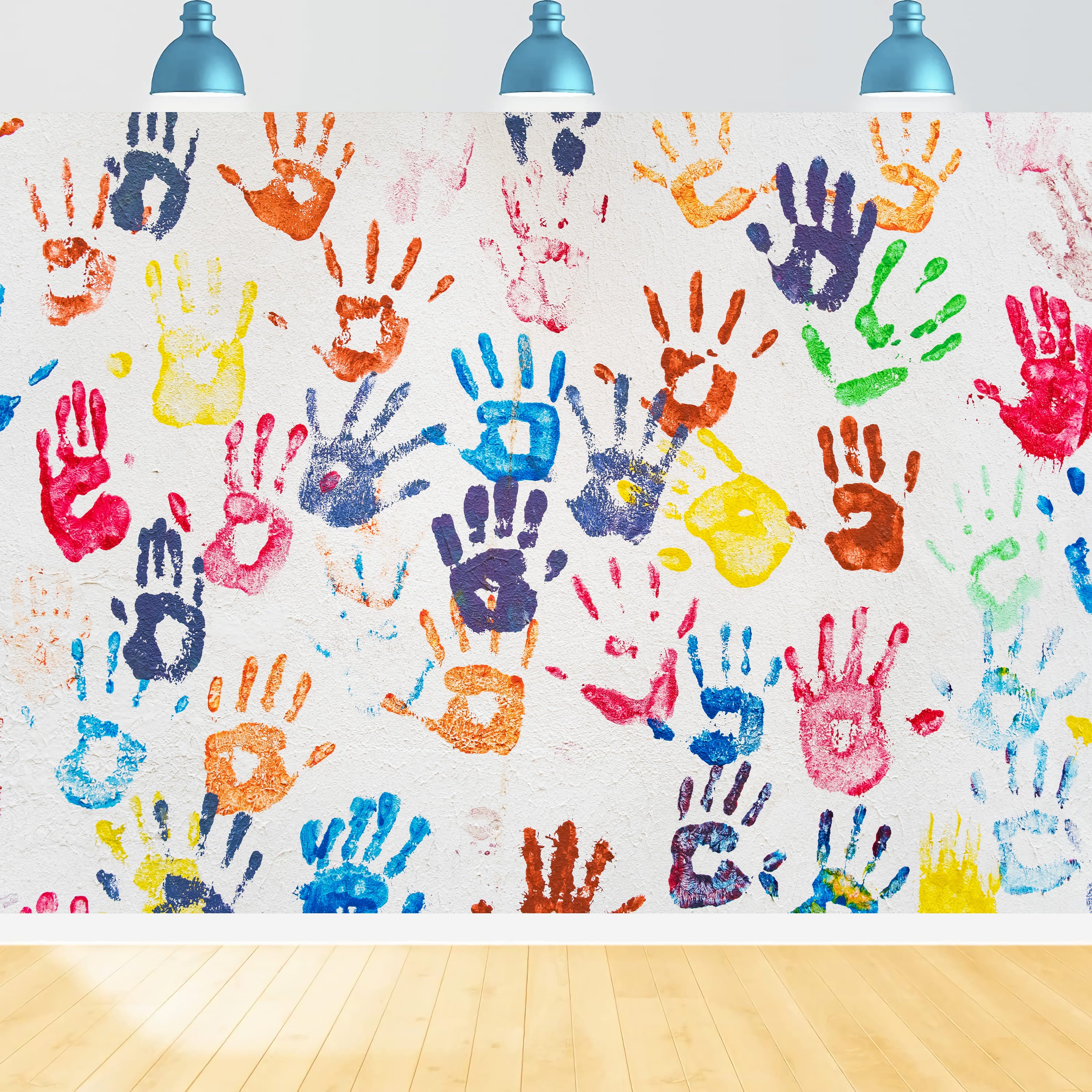 Colorful Hand Prints Back to School Backdrop DBD7-43